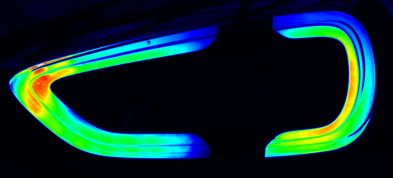 Calibrated 2D false-colour luminance distribution in cd/m2