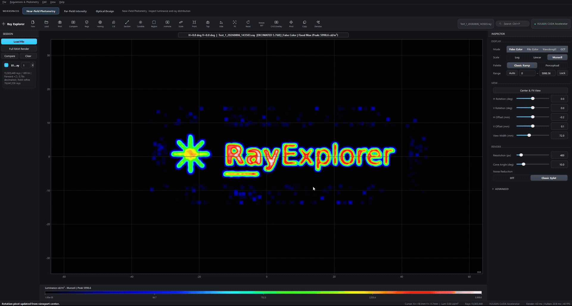 Measured 58 FPS rotation of 13.3 million rays in the Ray Explorer GPU viewport